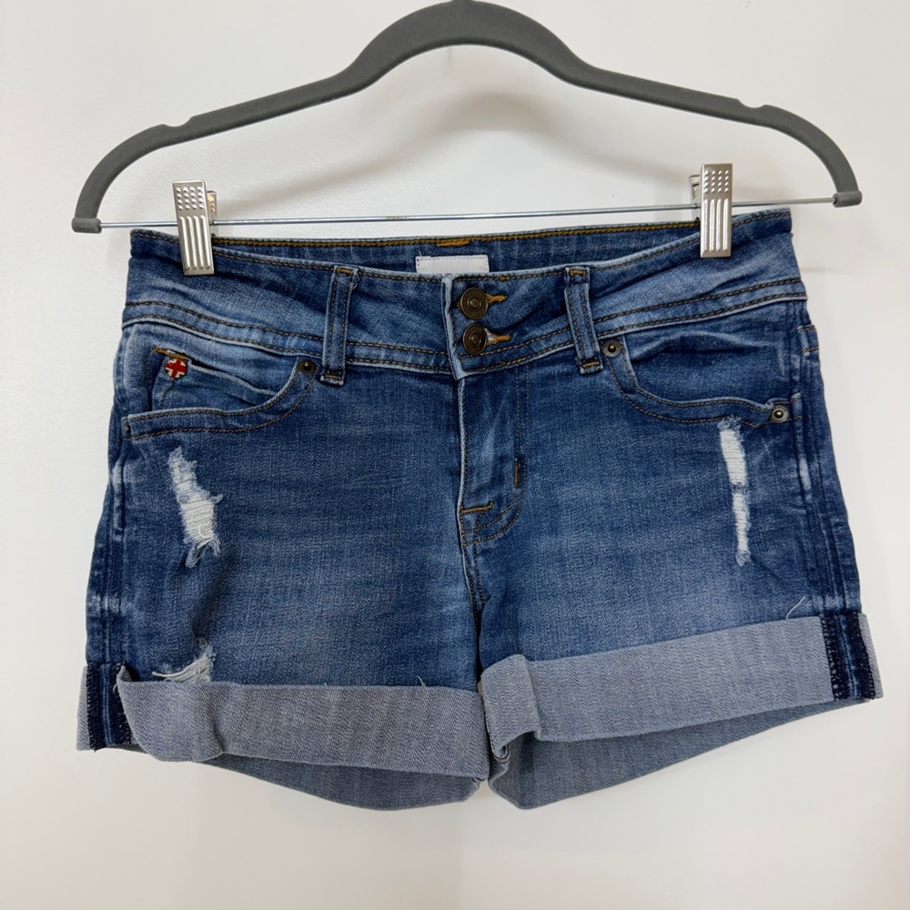 Hudson Jeans Ruby Short Distressed Rolled Cuff Denim Shorts Women’s Size 25 Blue - Picture 2 of 11